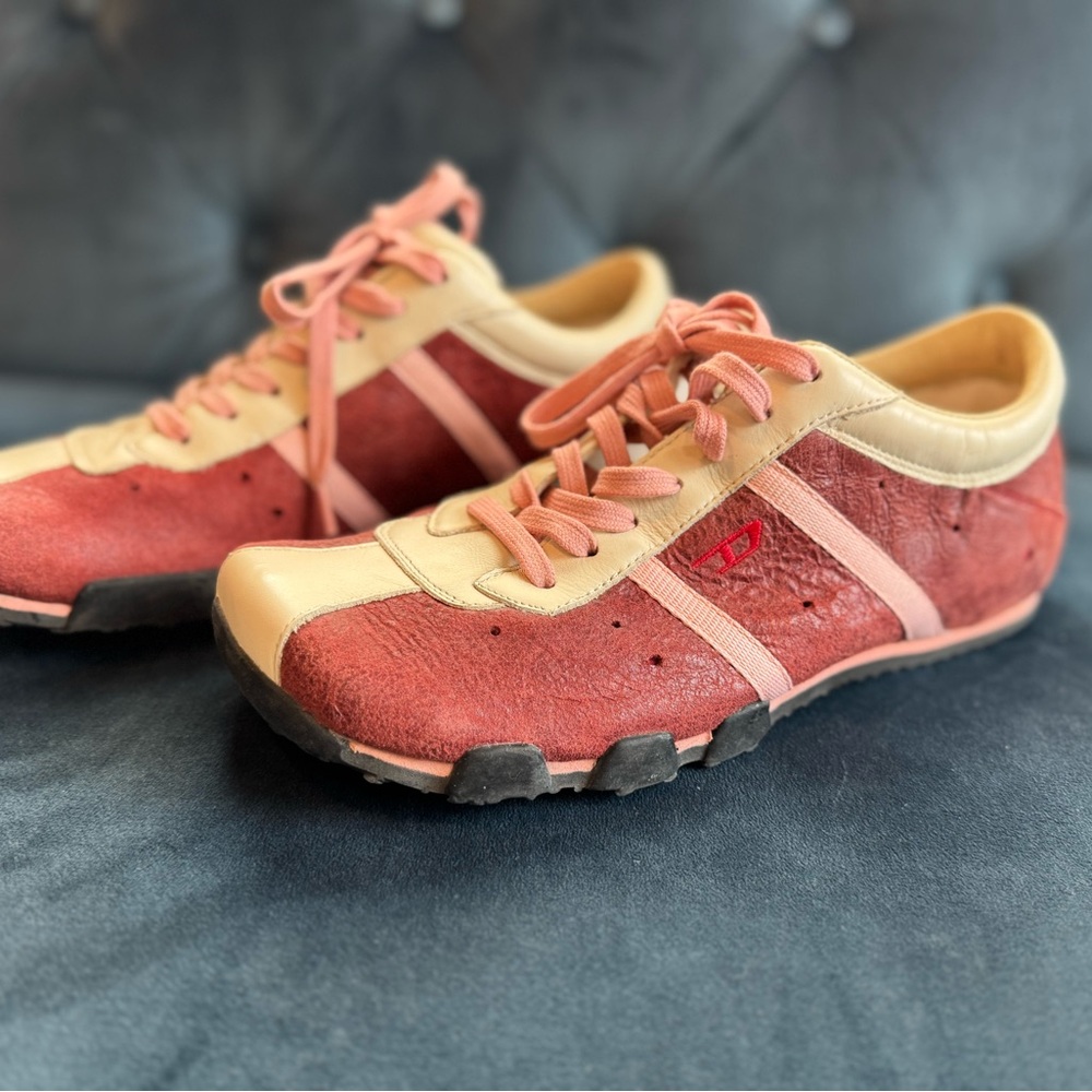 Diesel Beige and Red Sneakers
